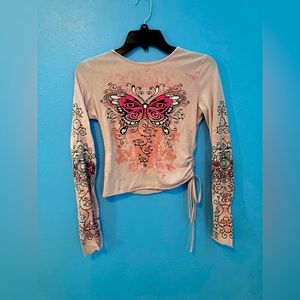Y2K Pink Butterfly Long Sleeve Shirt
